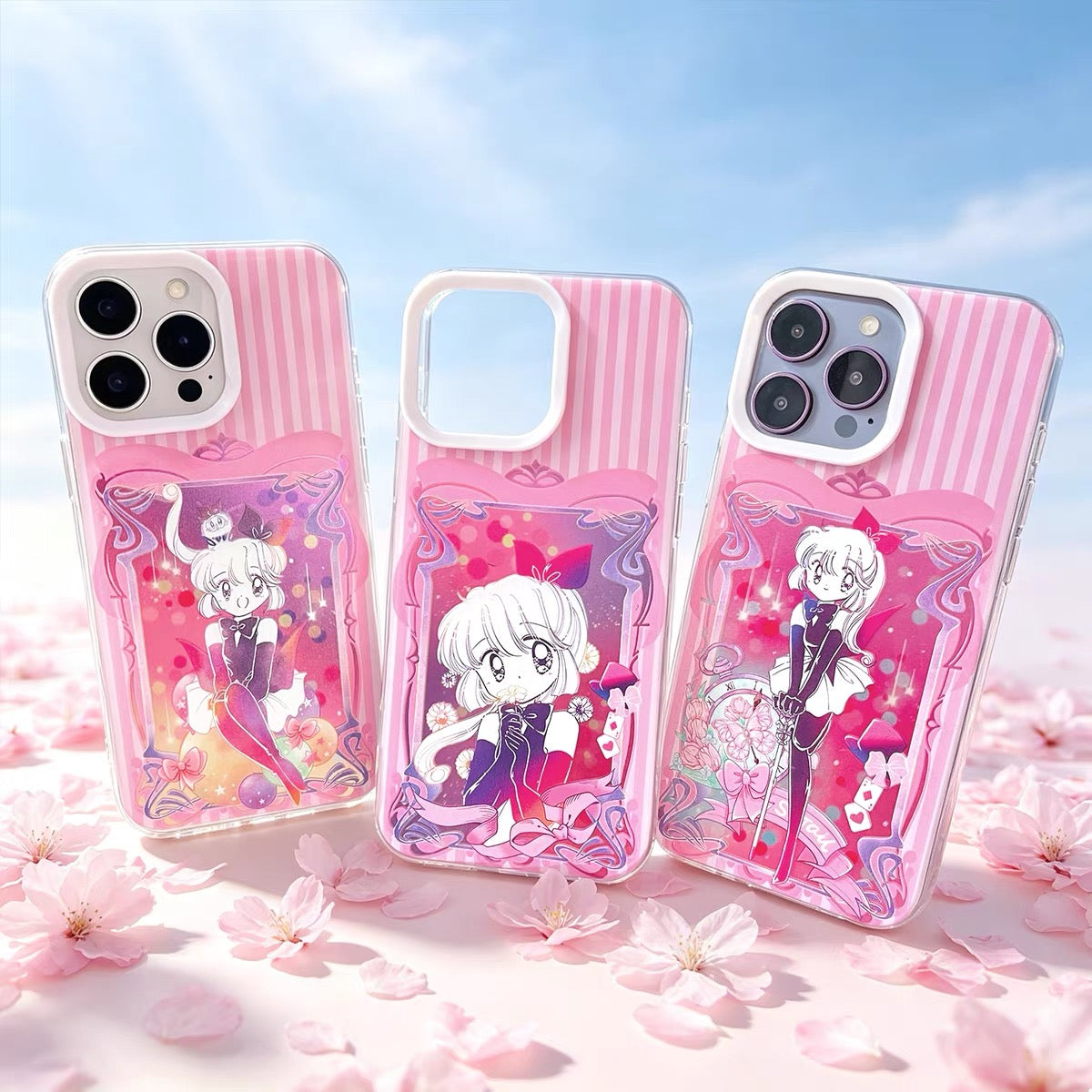 Japanese Comic Saint Tail Laser Case | Part2 Pink Stripe 3 Styles - iPhone Case 11 12 13 14 15 16 16e 17 17e Pro Promax