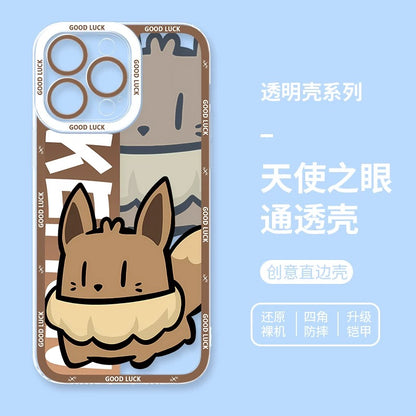 Japan Cartoon Pokemon Fatty Cute Drawing | Pikachu Gengar Squirtle Psyduck Bulbasaur Charmander Eevee Gible - iPhone Case PLUS SE2 XS XR X 11 12 13 14 15 16 16e 17 17e Pro Promax 12mini 13mini