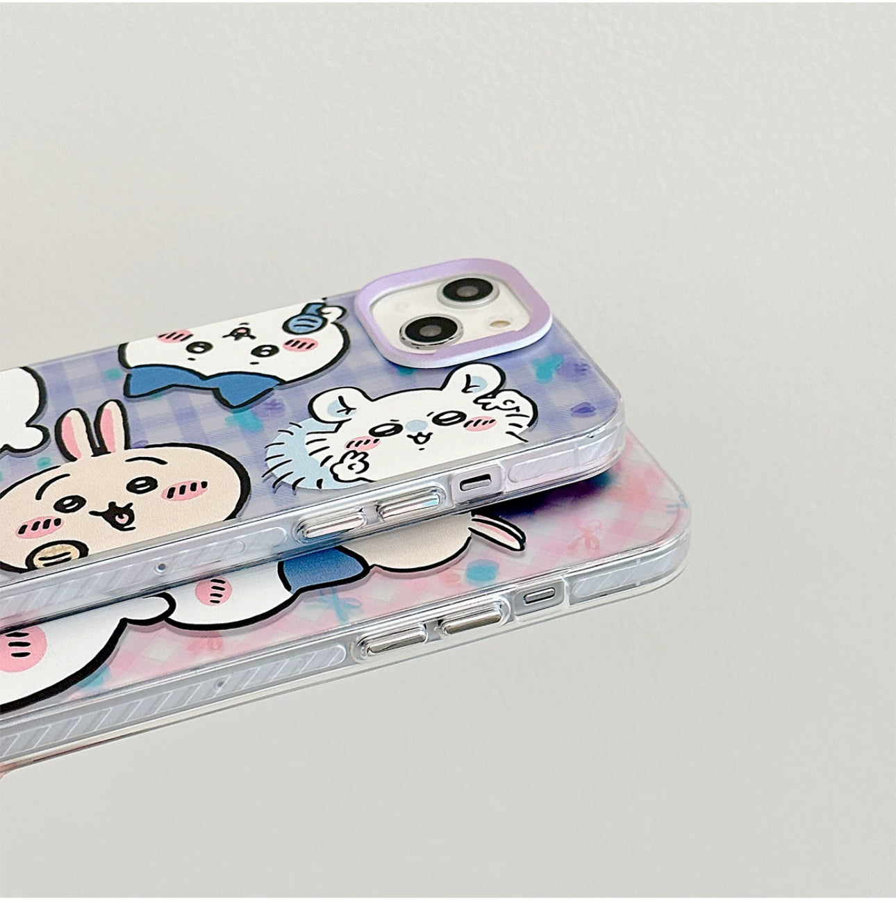 Japanese Cartoon iPhone Case with Strap | Laser Playing Group ChiiKawa Hachiware Usagi Momonga - iPhone CasePhone Case  7 8 PLUS SE2 XS XR X 11 12 13 14 15 Pro Promax 12mini 13mini