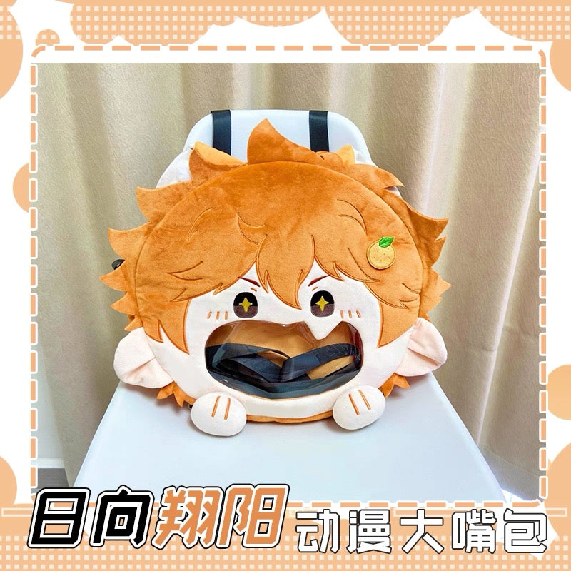Japanese Anime Haikyu!! | Hinata Shoyo with Cat Ear Plush Cute Icon Itabag Backpack and Crossbody Bag - Cute Kawaii Item