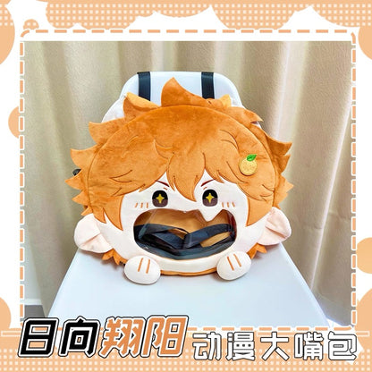 Japanese Anime Haikyu!! | Hinata Shoyo with Cat Ear Plush Cute Icon Itabag Backpack and Crossbody Bag - Cute Kawaii Item