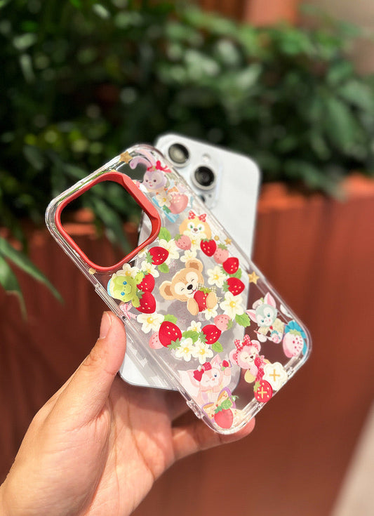 Japanese Cartoon Teddy Bear StellaLou ShellieMay | Strawberry Parrty iPhone Case 13 14 15 Pro Promax KawaiiGiftLand