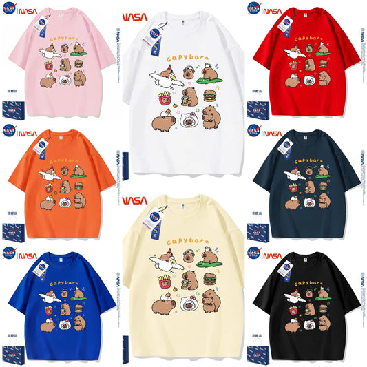 Cute Animals Capybara Style T-Shirt Series | Happy & Fun Daily Part1 - Kawaii Fashion Items for Child & Adult Matching outfits for Parents and Children