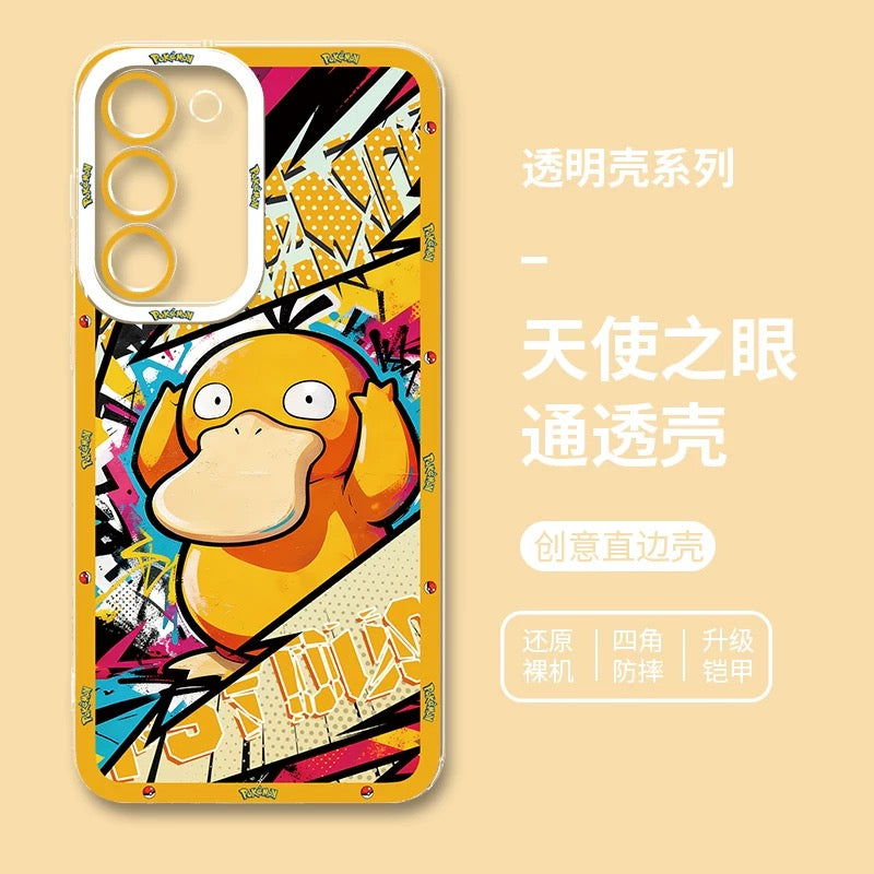 Japan Cartoon Pokemon Postal Street Style | Pikachu Gengar Squirtle Psyduck Mimikyu Bulbasaur Charmander Eevee - Phone Case Samsung Galaxy S26 S25 S24 S23 S22 S21 FE Ultra Edge