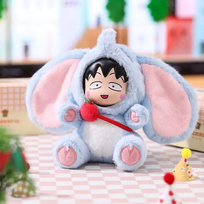 Chibi Maruko Chan Fluffy Animal Part 2 Series Vinyl Plush Doll | Bear Pig Lion Sheep Fox Elephant Dinosaur Lion Dance - Vinyl Face Plush Doll Figure Keychain Collectable Toys Mystery Blind Box KawaiiGiftLand