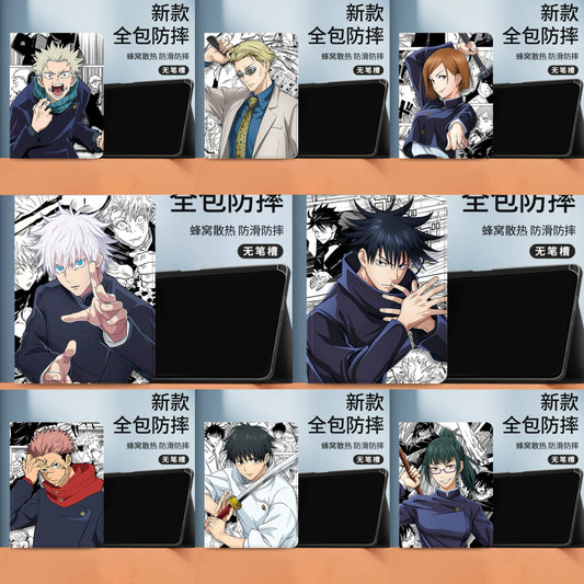 Japanese Anime Jujutsu Kaisen Comic Anime Style Protect Case | Satoru Inumaki Toge Megumi Nanami Kugisaki Nobara Yuji Ryomen Sukuna Okkotsu Yuta Zenin Maki - iPad Mini 4,5,6,7 / iPad Air / iPad Pro 2025 2024 2022 2021 2020 2018
