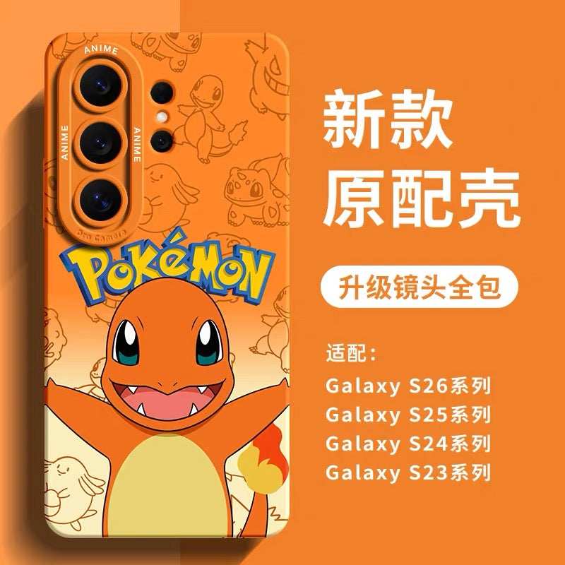 Japanese Cartoon Pokemon Silicone Case | Pikachu Squirtle Bulbasaur Charmander Gengar Psyduck Snoriax Charizard  - Phone Case Samsung Galaxy S26 S25 S24 S23 FE Ultra Edge
