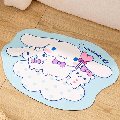 Japanese Cartoon Technical fabric Floor Mat | My Melody Kuromi Little Twin Stars Cinnamoroll Pochacco - Kawaii Room Decoration items Cute Things