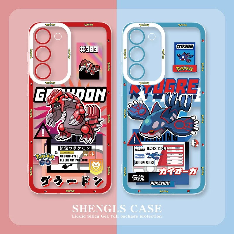 Japan Cartoon Pokemon Game Pixel Version | Ho-Oh Lugia Groudon Kyogre Entei Suicune Raikou Yveltal - Phone Case Samsung Galaxy S26 S25 S24 S23 S22 S21 FE Ultra Edge
