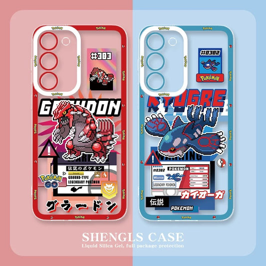 Japan Cartoon Pokemon Game Pixel Version | Ho-Oh Lugia Groudon Kyogre Entei Suicune Raikou Yveltal - Phone Case Samsung Galaxy S26 S25 S24 S23 S22 S21 FE Ultra Edge