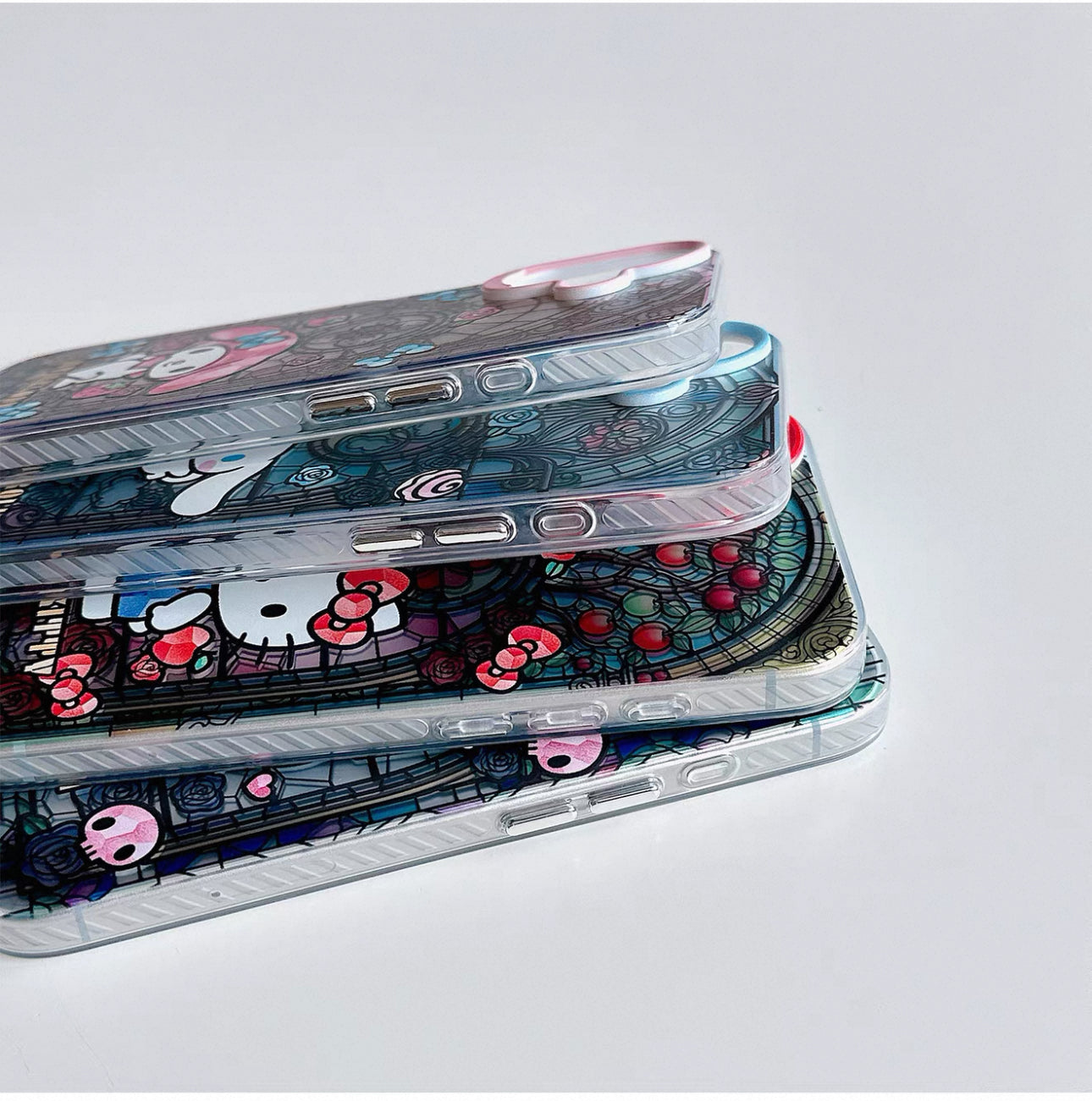 Japanese Cartoon Sanrio iPhone Case with Strap | Laser Glass Window Hello Kitty My Melody Kuromi Cinnamoroll - iPhone Case 7 8 PLUS SE2 XS XR X 11 12 13 14 15 Pro Promax 12mini 13mini