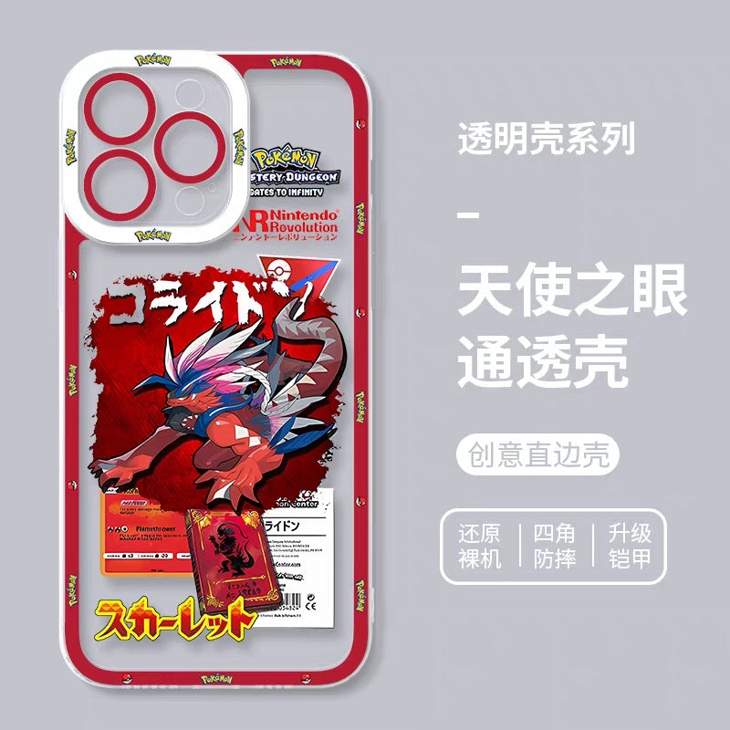 Japan Cartoon Pokemon Game Pixel Version | Miraidon Koraidon - iPhone Case PLUS SE2 XS XR X 11 12 13 14 15 16 16e 17 17e Pro Promax 12mini 13mini
