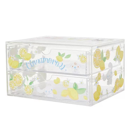 Sanrio X Miniso | Hello Kitty My Melody Kuromi Cinnamoroll Pochacco Flower Garden 2 Layers Storage Drawer - Kawaii Desk Helper items Room Decoration