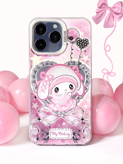 Japanese Cartoon Sanrio Winter Sweet Lolita | My Melody Kuromi Laser - iPhone Case 11 12 13 14 15 16 Pro Promax