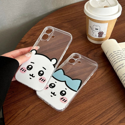 Japanese Cartoon Chiikawa | ChiiKawa Hachiware Usagi Happy Soft Clear Case - iPhone Case 11 12 13 14 15 16 17 ProMax Pro Plus