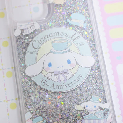 Japanese Cartoon Cinnamoroll Alice Tea Party - Silver Glitter QuickSand iPhone Case 6 7 8 PLUS SE2 XS XR X 11 12 13 14 15 Pro Promax 12mini 13mini