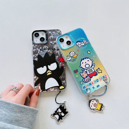 Japanese Cartoon iPhone Case with Strap | Laser Bad Badtz Maru Minna No Tabo - iPhone CasePhone Case  7 8 PLUS SE2 XS XR X 11 12 13 14 15 Pro Promax 12mini 13mini