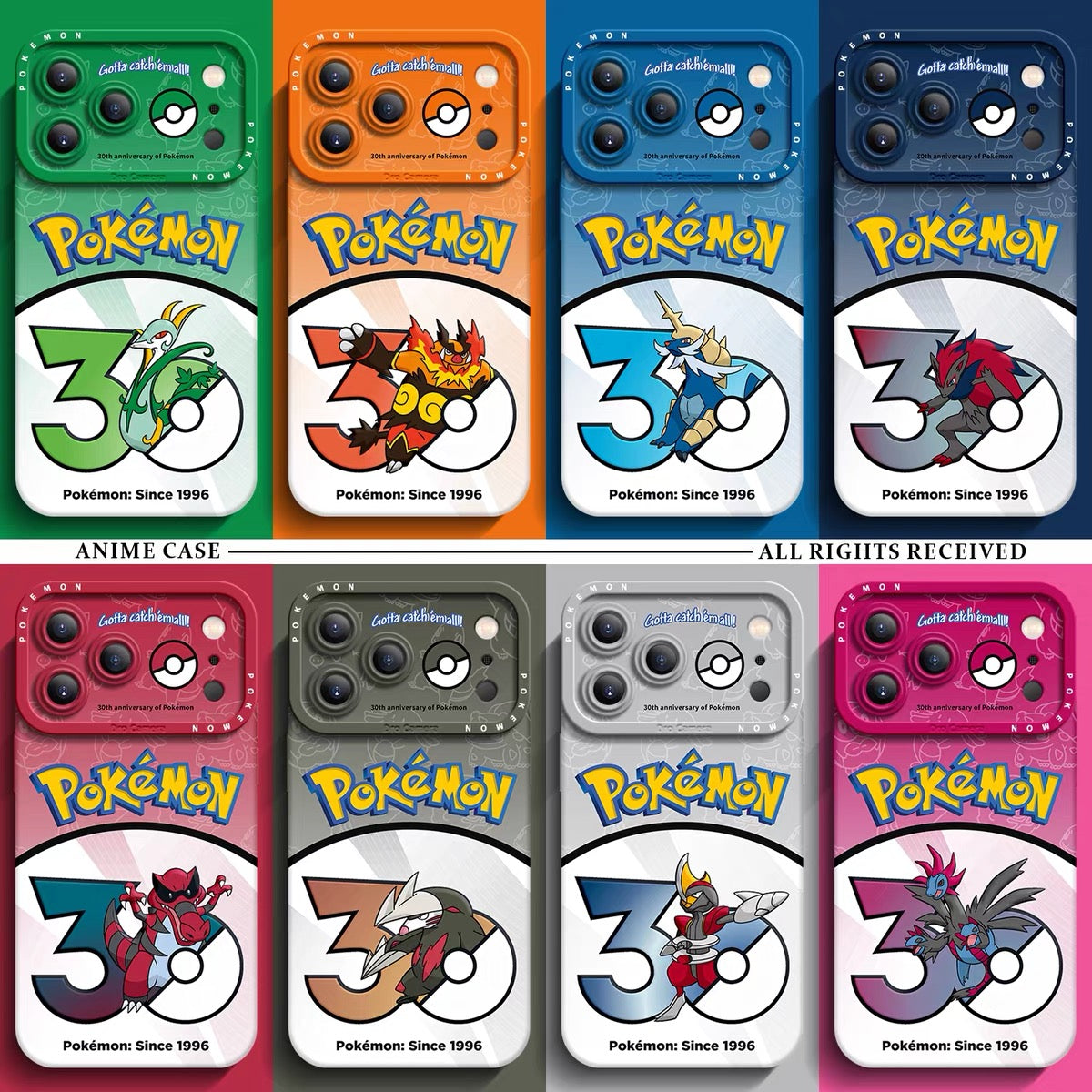 Japanese Cartoon Pokemon Silicone Case Pokemon 30 Anniversary Version Part20 | Serperior Emboar Samurott Zoroark Krookodile Excadrill Bisharp Hydreigon 8 Styles - iPhone Case PLUS SE2 XS XR X 11 12 13 14 15 16 16e 17 17e Pro Promax 12mini 13mini