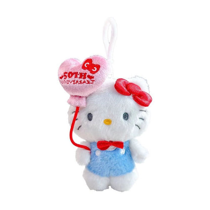 Japan Sanrio 50th Hello Kitty Keychain | Hello Kitty My Melody Kuromi Cinnamoroll Hangyodon - Mini Plush Doll 10cm Keychain