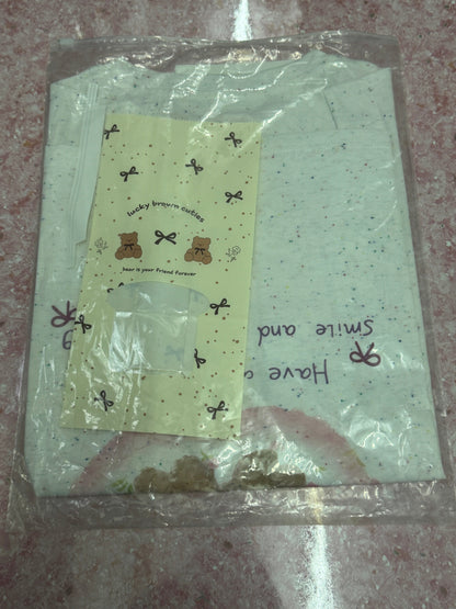 Korean Fashion Cute Animals Style T-Shirt Series | Pearl Ribbon Apple with Teddy Bear & Rabbit - Kawaii Fashion Items