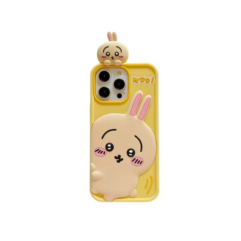 Japanese Cartoon ChiiKawa Look at you Silicone | Chiikawa Hachiware Usagi - iPhone Case 15 14 13 12 Pro ProMax