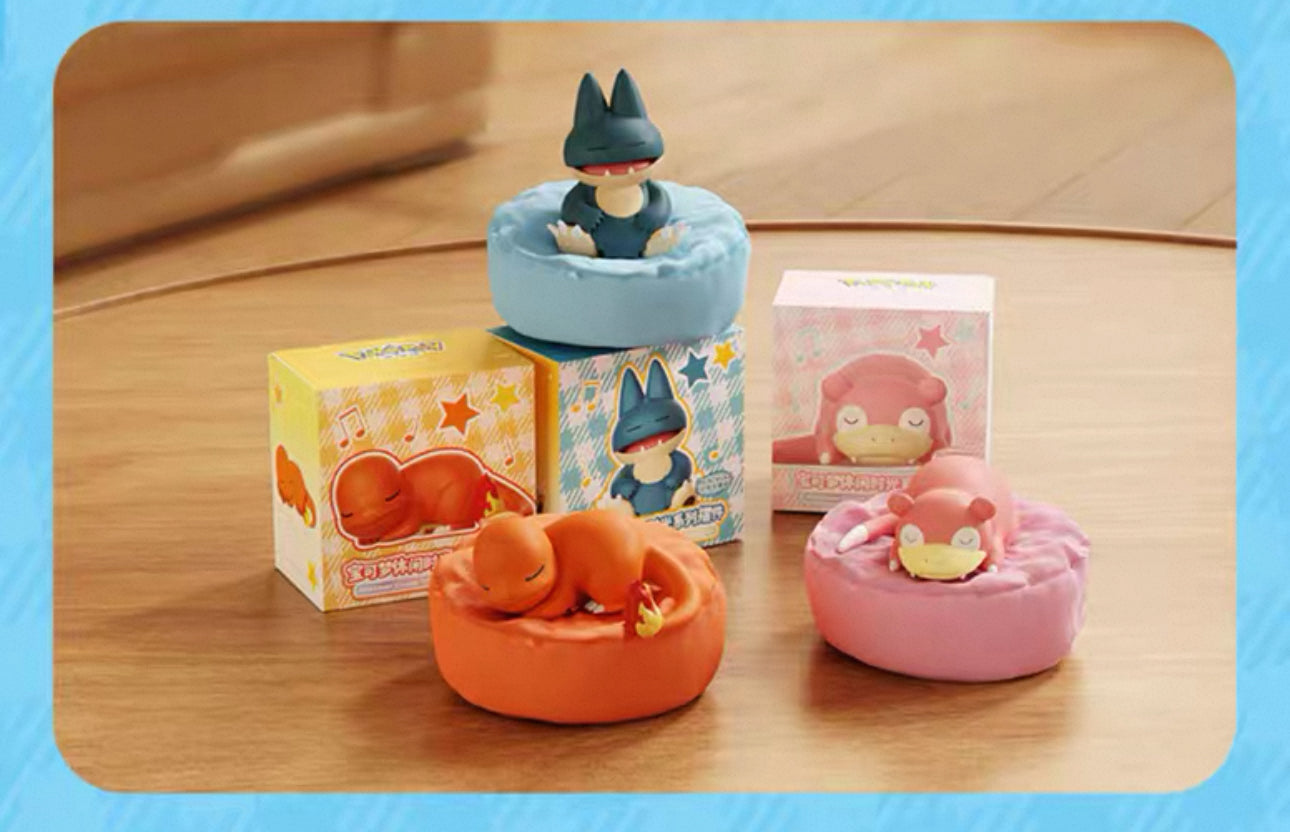 Japan Cartoon Pokemon Casual Time Series Part 2 | SLeeping Pikachu Charmander Meowth Slowpoke Munchlax Rowlet - Figure Kawaii Decoration