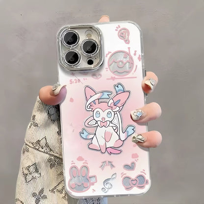 Japanese Cartoon Pokemon Case Eevee Evolution Cute Emo Version | Eevee Vaporeon Jolteon Flareon Espeon Umbreon Leafeon Glaceon Sylveon 9 Styles - iPhone Case PLUS SE2 XS XR X 11 12 13 14 15 16 16e 17 17e Pro Promax 12mini 13mini (副本)