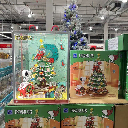 Pan Tasy x Peanut | Christmas Tree White Dog and Friends - Lovely Dog and Yellow Birds Building Blocks Toy Collections