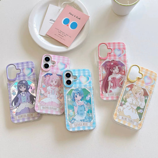Japanese Cartoon Puella Magi Madoka Magica Laser Case | Madoka Miki Tomoe Sakura Akemi - Phone Case Samsung Galaxy S26 S25 S24 S23 S22 S21 FE Ultra Edge