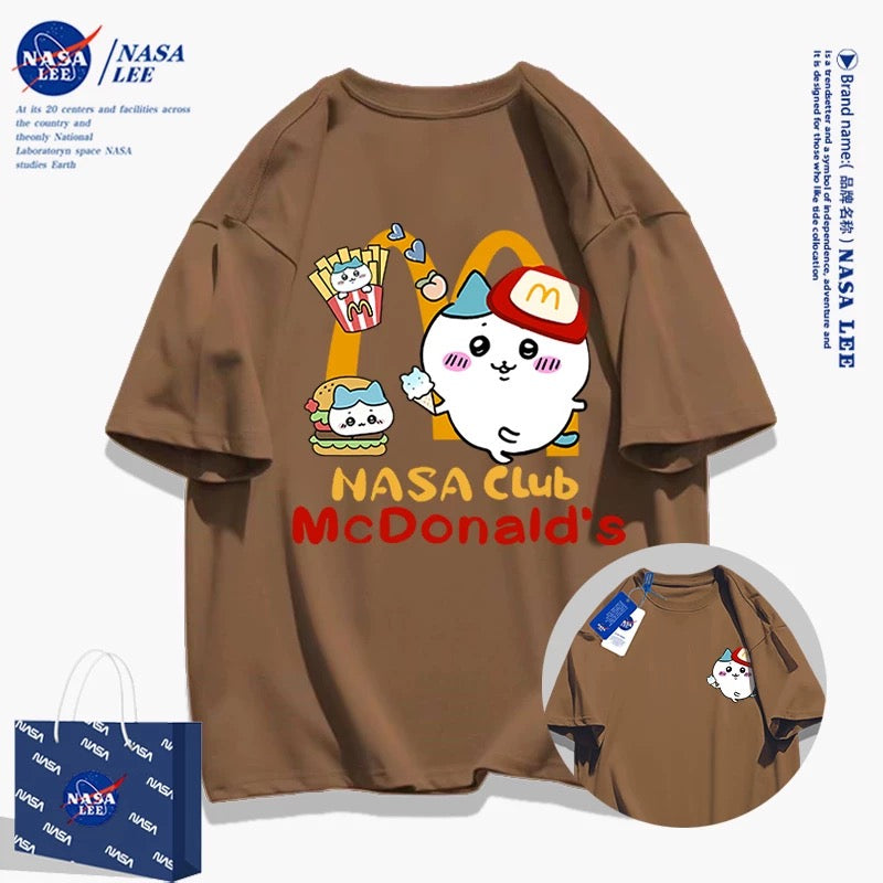 Japanese Cartoon ChiiKawa Casual Style T-Shirt Series | Hachiware FastFood Front & Back - Kawaii Fashion Items