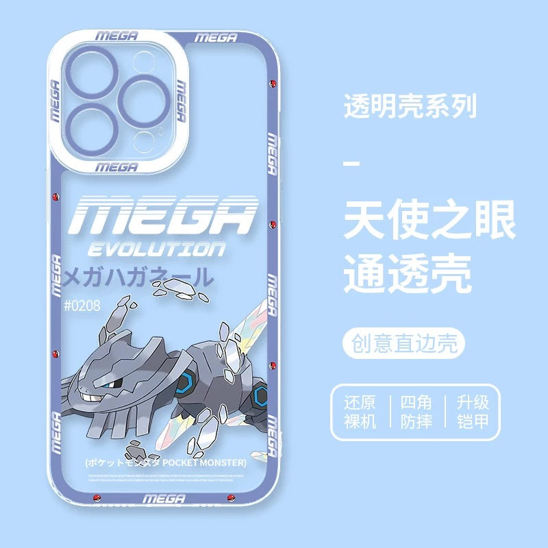 Japan Cartoon Pokemon Mega Evolution | Steelix - iPhone Case 6 7 8 PLUS SE2 XS XR X 11 12 13 14 15 16 16e Pro Promax 12mini 13mini