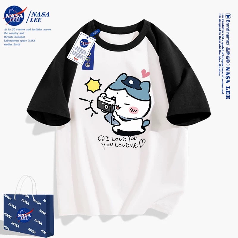 Japanese Cartoon ChiiKawa Casual Style T-Shirt Series | Hachiware Happy Picnic with Camera 2 - Kawaii Fashion Items