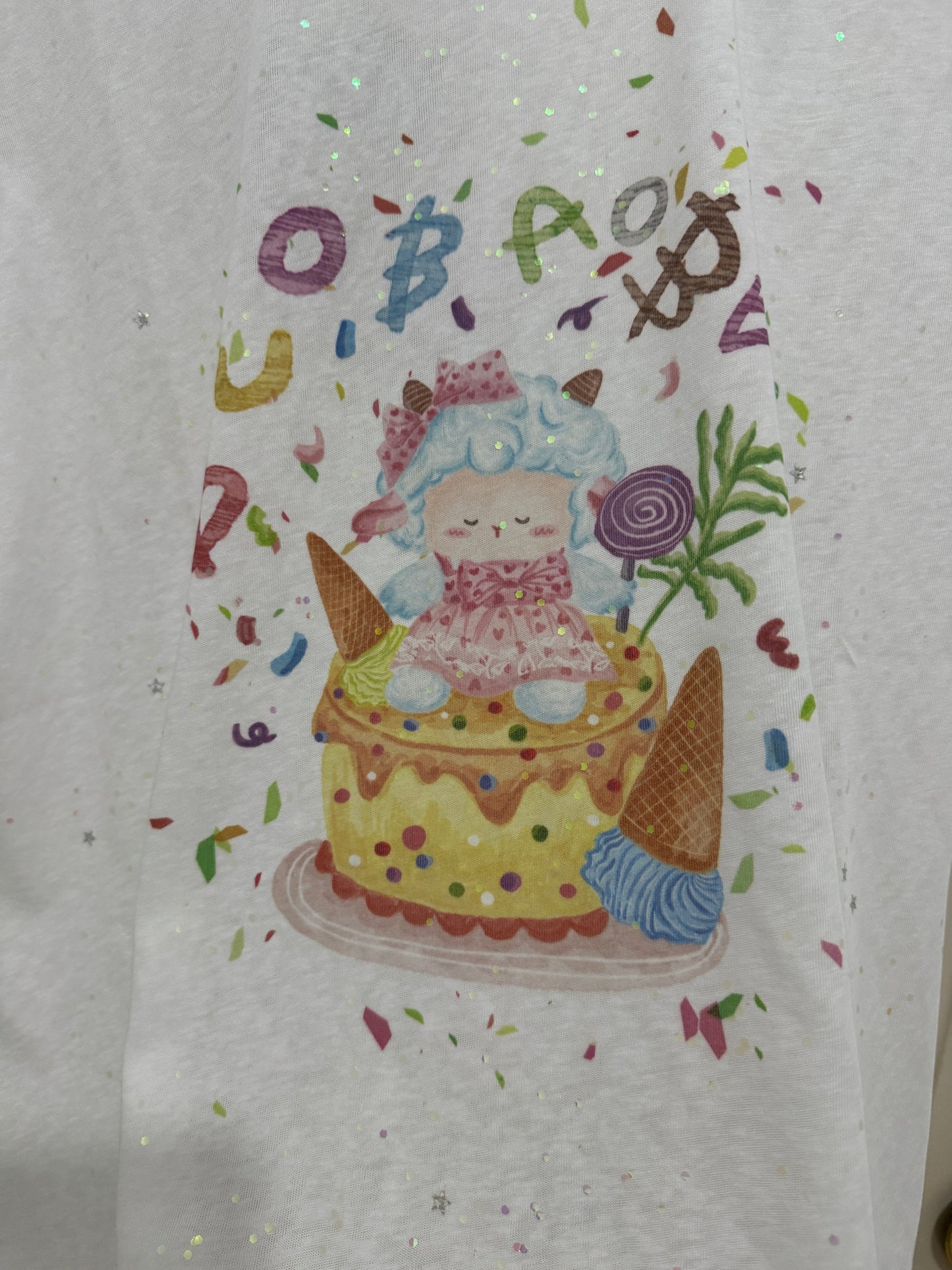 Korean Fashion Cute Animals T-Shirt Series | Bling Bling Party Cake with Sheep - Kawaii Fashion Items
