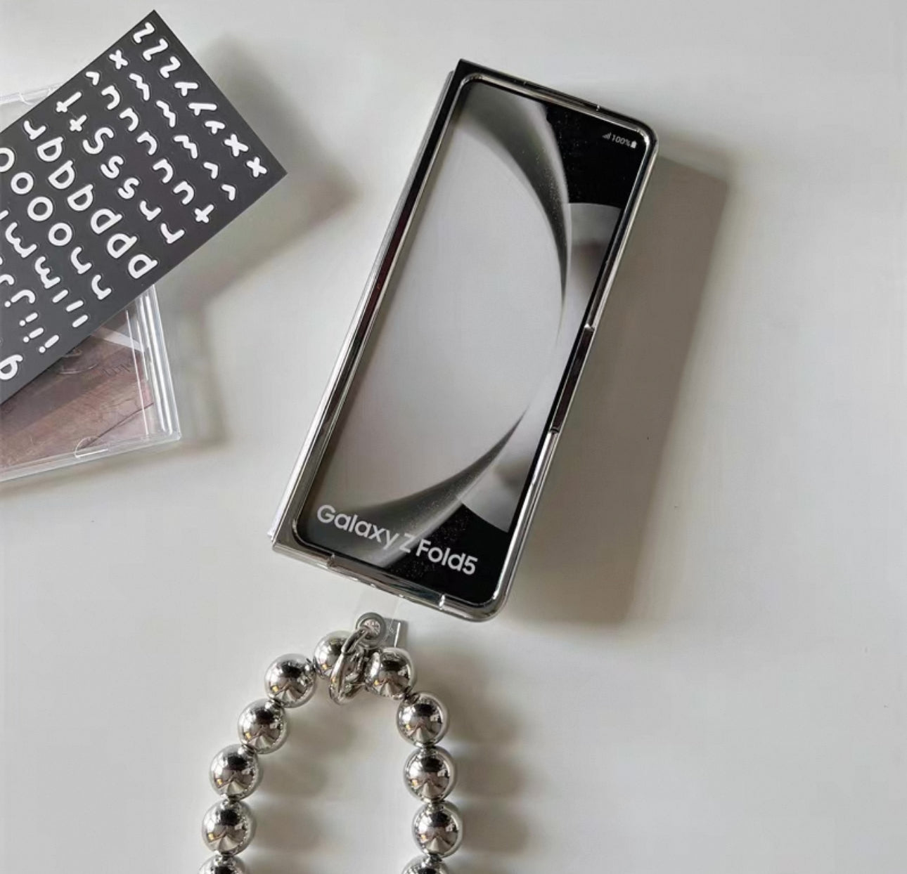 Japanese Cartoon | Silver Plating Hello Kitty with Phone Stand & Mirror - Phone Case Samsung Galaxy Z Fold 3 4 5 KawaiiGiftLand