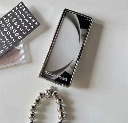 Japanese Cartoon | Silver Plating Hello Kitty with Phone Stand & Mirror - Phone Case Samsung Galaxy Z Fold 3 4 5 KawaiiGiftLand