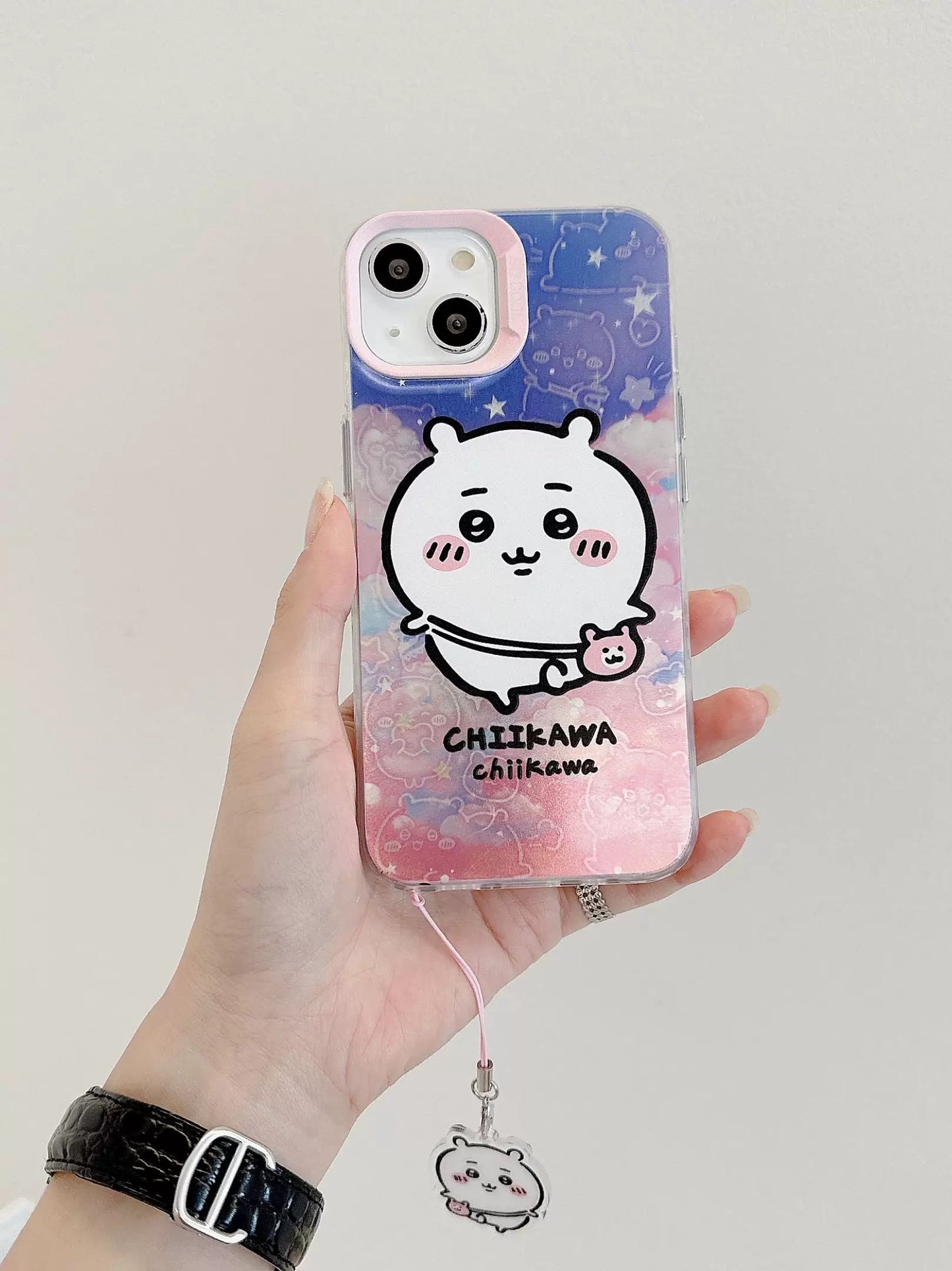 Japanese Cartoon iPhone Case with Strap | Laser Outing ChiiKawa Hachiware Usagi Momonga - iPhone CasePhone Case  7 8 PLUS SE2 XS XR X 11 12 13 14 15 Pro Promax 12mini 13mini