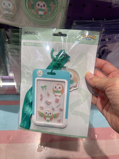 Pokemon X Miniso Card Badge Holder with Keychain | Pikachu Sylveon Gengar Piplup Rowlet - Anime Collectable Kawaii Item