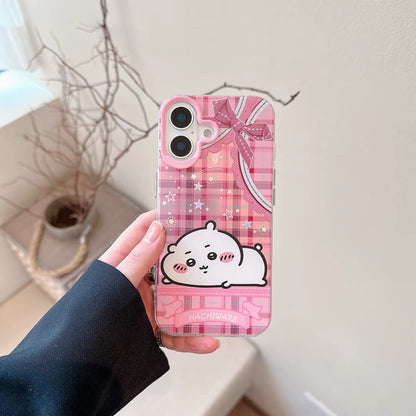 Japanese Cartoon ChiiKawa Go Round Laser Case | Merry Go Round with Chiikawa Hachiware Usagi - iPhone Case Plus SE2 11 12 13 14 15 16 16e 17 17e Pro Promax 12mini 13mini (副本)