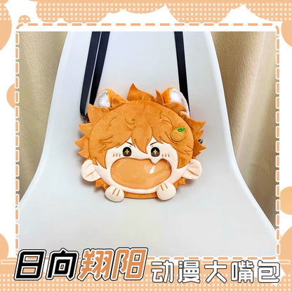 Japanese Anime Haikyu!! | Hinata Shoyo with Cat Ear Plush Cute Icon Itabag Backpack and Crossbody Bag - Cute Kawaii Item