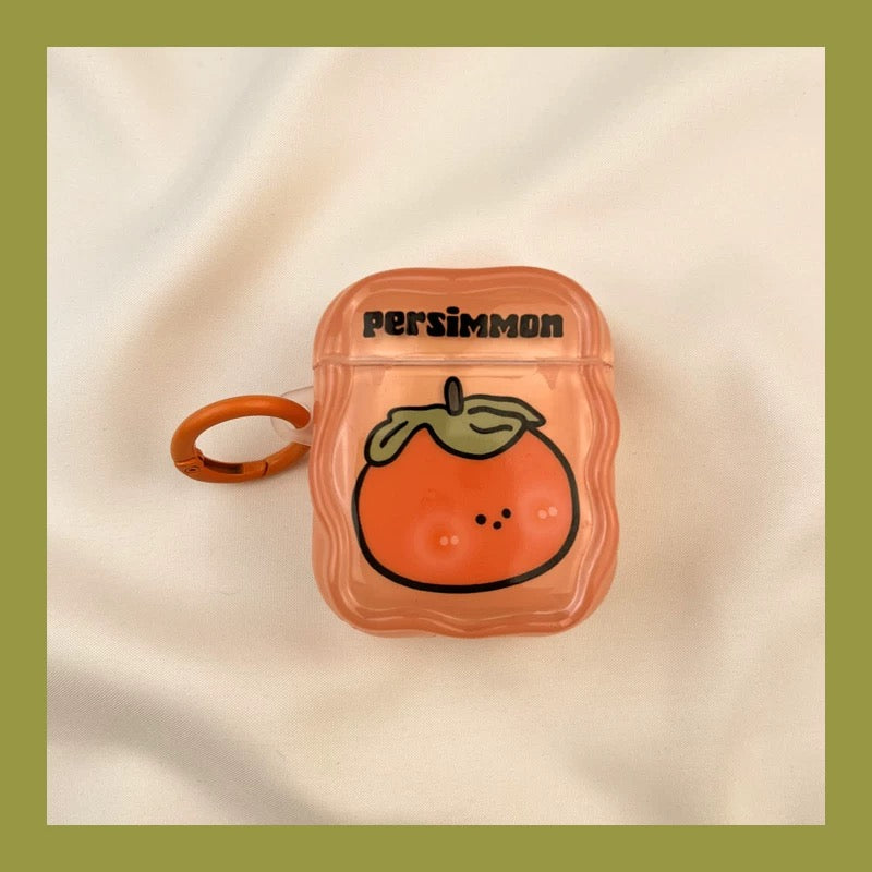 Japanese Cartoon Fun Colourful Fruits Persimmon Pineapple Maize Watermelon - AirPods AirPodsPro AirPods3 Case Green Yellow Orange