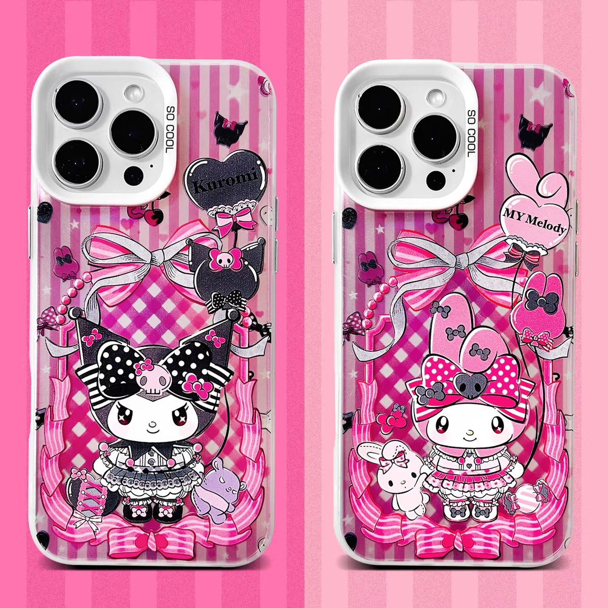 Japanese Cartoon Sanrio Circus Lolita Laser Case | My Melody Kuromi 3 Styles - iPhone Case 11 12 13 14 15 16 16e 17 17e Pro Promax