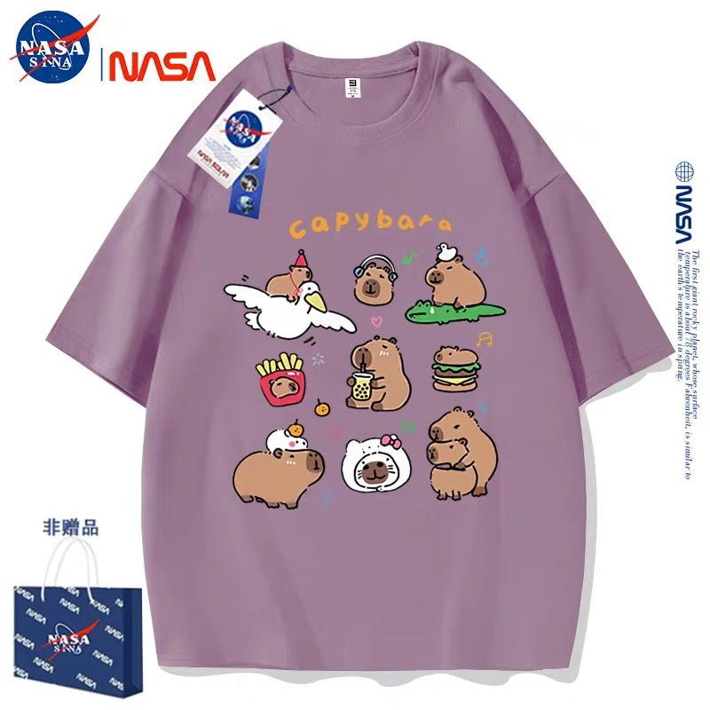 Cute Animals Capybara Style T-Shirt Series | Happy & Fun Daily Part2 - Kawaii Fashion Items for Child & Adult