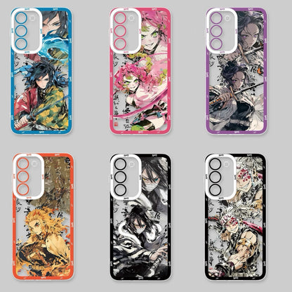 Japanese Anime Kimetsu no Yaiba Demon Slayer Fighting Drawing Style | Giyuu Uzui Obanai Rengoku Mitsuri Shinobu - Phone Case Samsung Galaxy S26 S25 S24 S23 S22 S21 FE Ultra Edge