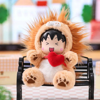 Chibi Maruko Chan Fluffy Animal Part 2 Series Vinyl Plush Doll | Bear Pig Lion Sheep Fox Elephant Dinosaur Lion Dance - Vinyl Face Plush Doll Figure Keychain Collectable Toys Mystery Blind Box KawaiiGiftLand