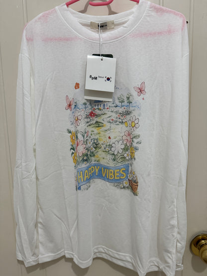 Korean Fashion Garden Style Long-sleeved Sun Protection T-Shirt Series | Drawing Happy Vibes - Kawaii Fashion Items