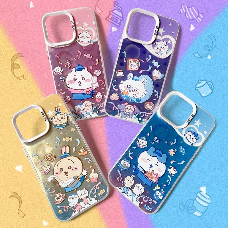 Japanese Cartoon ChiiKawa Cafe Waiter Laser Case | ChiiKawa Hachiware Usagi Momonga - iPhone Case 11 12 13 14 15 16 16e 17 17e Pro Promax