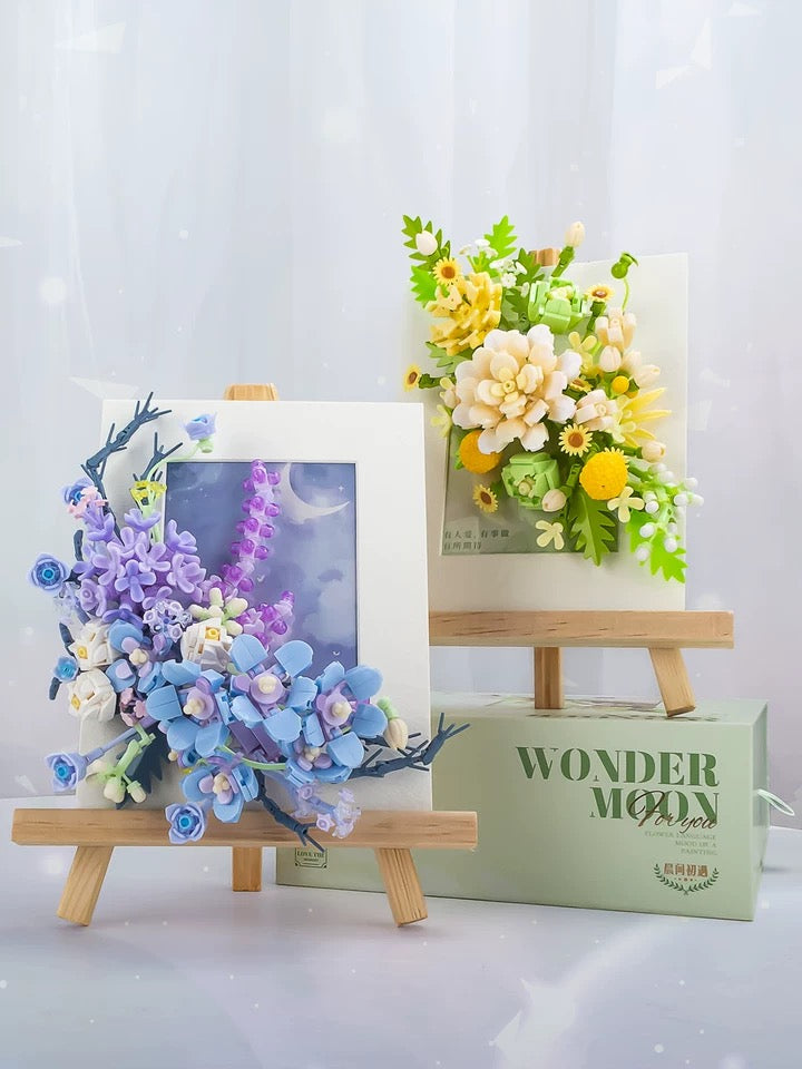 Craft Kits Romantic Flower Frame | Purple Blue White Green - DIY Handmade Mini World Miniature Gift  Mini Block Building Block