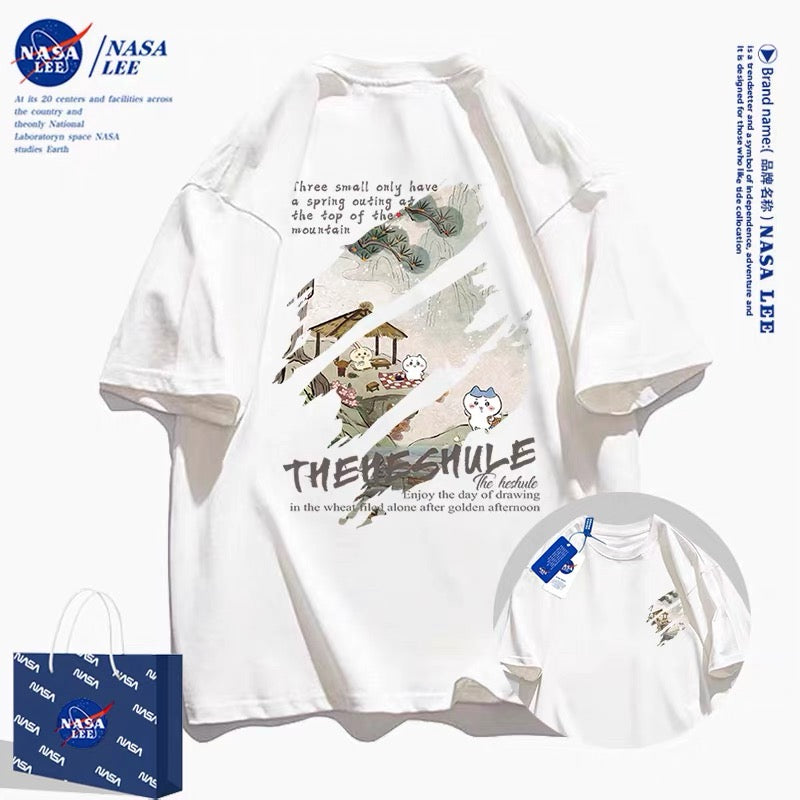 Japanese Cartoon ChiiKawa Casual Style T-Shirt Series | Chiikawa Hachiware Usagi Japanese Picnic Front & Back - Kawaii Fashion Items