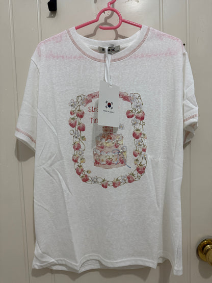 Korean Fashion Cute Animal Style Shirt Series | Bear with Strawberry Time - Kawaii Fashion Items