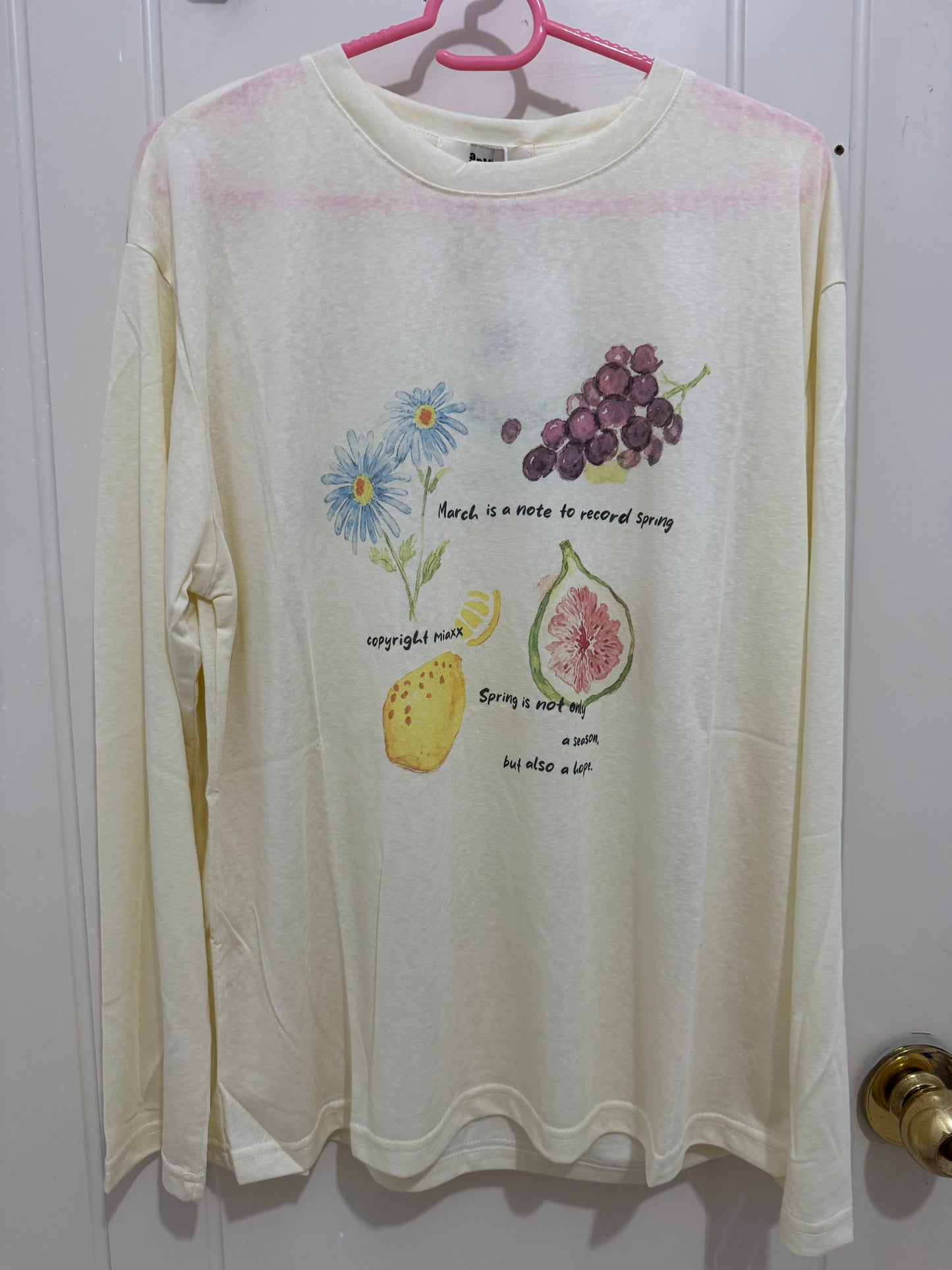 Korean Fashion Cute Garden Style Long-sleeved Sun Protection T-Shirt Series | Flower & Fruit - Kawaii Fashion Items